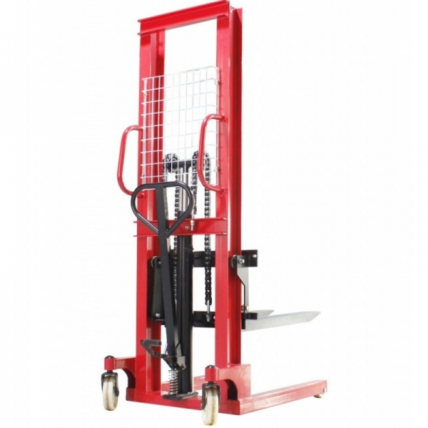 HAND STACKER, HIGH-LIFTING WAGON, PWMS 2000-1600, 2000 KG, 1.6 M, Front wheelbase, mm: 670 Fork rollers, mm: 80x50 Lifting speed, mm / s: 16 Turning radius, mm: 1400 Recording height, mm: 90 Total length: 1570 Wheel material: nylon Center of gravity, mm: