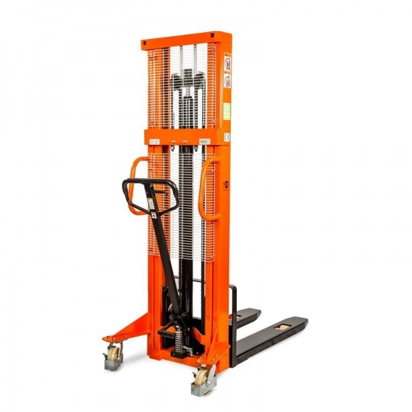 HANDLED FORKLIFT, LIFTING CARS SDJ500, 0.5 T, 1.6 M, Lifting speed, mm / s: 25 Turning radius, mm: 1380 Working cylinder diameter, mm: 75 Metal thickness (case), mm: 6 Spring diameter, mm: 45 Spring thickness, mm: 5 Aisle width for pallets 1000 x 1200 (tr