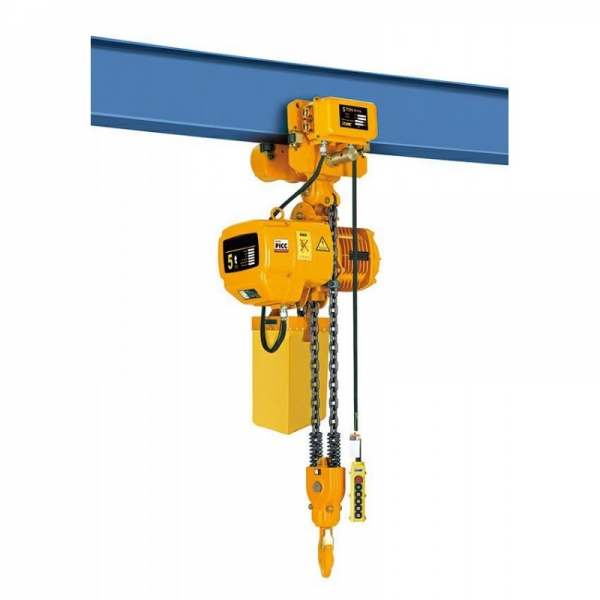 ELECTRIC CHAIN HOIST WITH TROLLEY HHBD 02-02 t, CAPACITY 2 t, 12 m, Dimensions, mm: 620x940x550 Chain thickness, mm: 7x21 Pulley type: electric Overall height, mm: 770 Lift motor, kW: 1.5 Movement speed, m / min: 15 Chassis motor, kW: 0.4 Remote control c