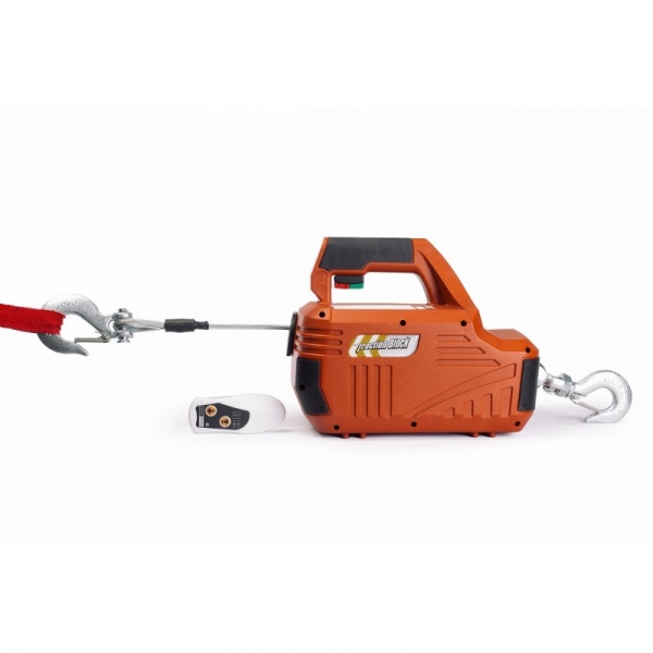 ELECTRIC WINCH PORTABLE SQ-02 450 KG, 4.6 M, Load capacity, kg: 450 Dimensions, mm: 380x320x250 Remote control available: yes Rope present: yes Rope diameter, mm: 5.8 Rope length, mm: 4 600 Voltage, V: 220 Drive, kWh: 1.2 Winding speed, m / s: 0.08 Rate l