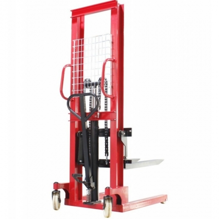 HAND STACKER, HIGH-LIFTING WAGON, PWMS 2000-1600, 2000 KG, 1.6 M, Front wheelbase, mm: 670 Fork rollers, mm: 80x50 Lifting speed, mm / s: 16 Turning radius, mm: 1400 Recording height, mm: 90 Total length: 1570 Wheel material: nylon Center of gravity, mm: