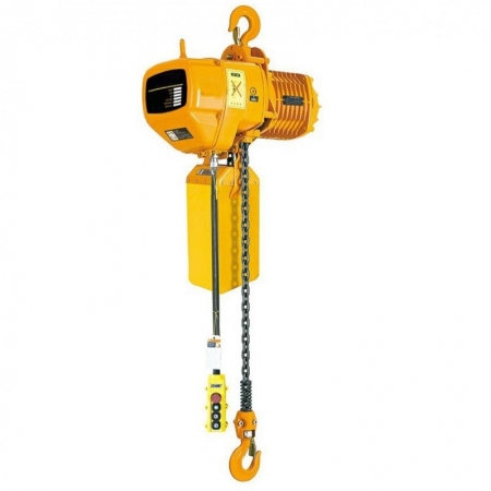 ELECTRIC CHAIN HOIST STATIONARY WITH HOOK HHBD 0.5-01, 500 KG, 6 M, Pulley type: electric Lift motor, kW: 1.1 Power cord length, m: 4.5 Revolutions per minute: 1440 Dimensions, mm: 580x455x310 Lifting speed, m / min: 7.8 Height, mm: 580 Frequency, Hz: 50