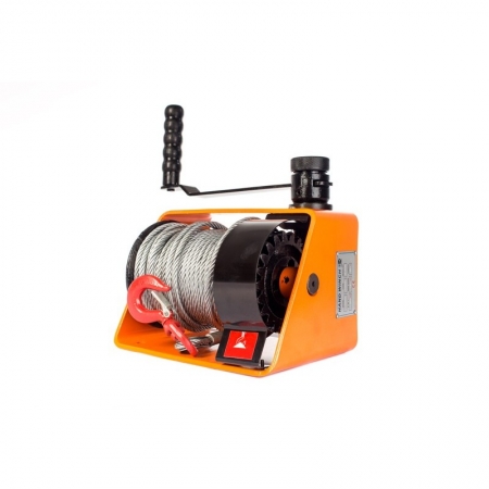 MANUAL ROPE WINCH (WORM WHEEL) VS 1000, 1000 KG, ROPE LENGTH 35 M, The VS hand drum winch is a powerful industrial winch with worm gear. The advantage of the worm gear in front of the gearbox is greater reliability and opacity, as well as the ability to w