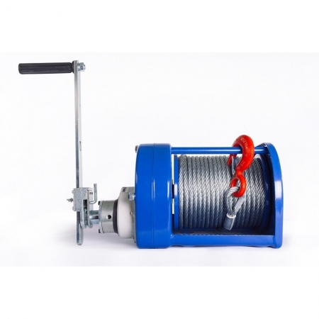 MANUAL ROPE WINCH (GEAR) YHW, 2.0 T, ROPE LENGTH 40 M, The manual drum winch type JHW is a versatile, multifunctional winch for industrial use. It works in both handle rotation and oscillation mode. It is equipped with a friction brake mechanism (raising