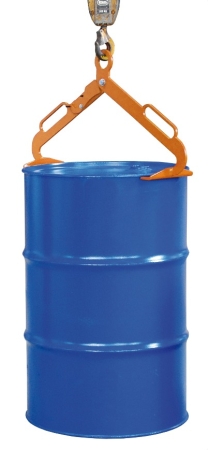 With special gripper jaws, the drum tongs as a forklift attachment enable drums of different sizes to be held and moved safely. With special gripper jaws, the drum tongs as a forklift attachment enable drums of different sizes to be held and moved safely.