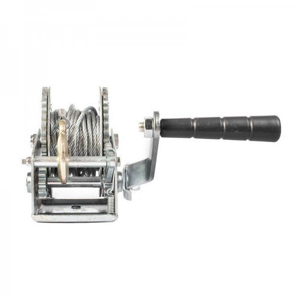 MANUAL ROPE WINCH (GEAR) LHW-1200, 500 KG, ROPE LENGTH 20 M, Gear type: gear Rope available: + Rope diameter, mm: 4 Rope length, mm: 20 000 Load capacity, kg: 500 Effort, kg: 23 Dimensions, mm: 270x180x140 Weight (KG): 4.60