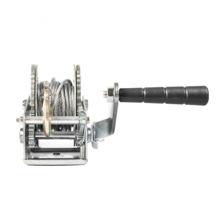 MANUAL ROPE WINCH (GEAR) LHW-1200, 500 KG, ROPE LENGTH 20 M, Gear type: gear Rope available: + Rope diameter, mm: 4 Rope length, mm: 20 000 Load capacity, kg: 500 Effort, kg: 23 Dimensions, mm: 270x180x140 Weight (KG): 4.60