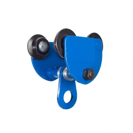 HANDLAUFKATZE FÜR FLASCHENZUG OHNE KETTE GCT, 1000 KG, Doppel-T-Träger, mm: 68-100 Tragkraft, kg: 1000 Prüfbelastung, kN: 14,7 Verpackungsmaße, mm: 280x205x160 Abmessungen, mm: 280x205x160x94 Mindestbiegeradius, m: 1 Gewicht (KG): 8,50